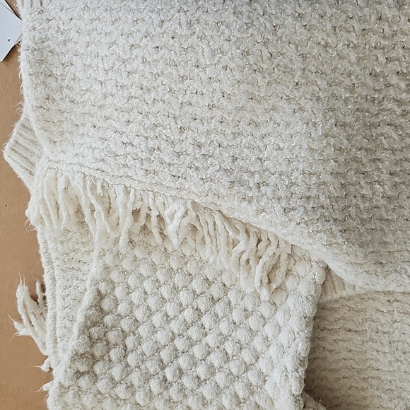 Treasure & Bond Mixed Stitch Fringe Chunky Sweater 1X Ivory Dove New - Picture 6 of 15